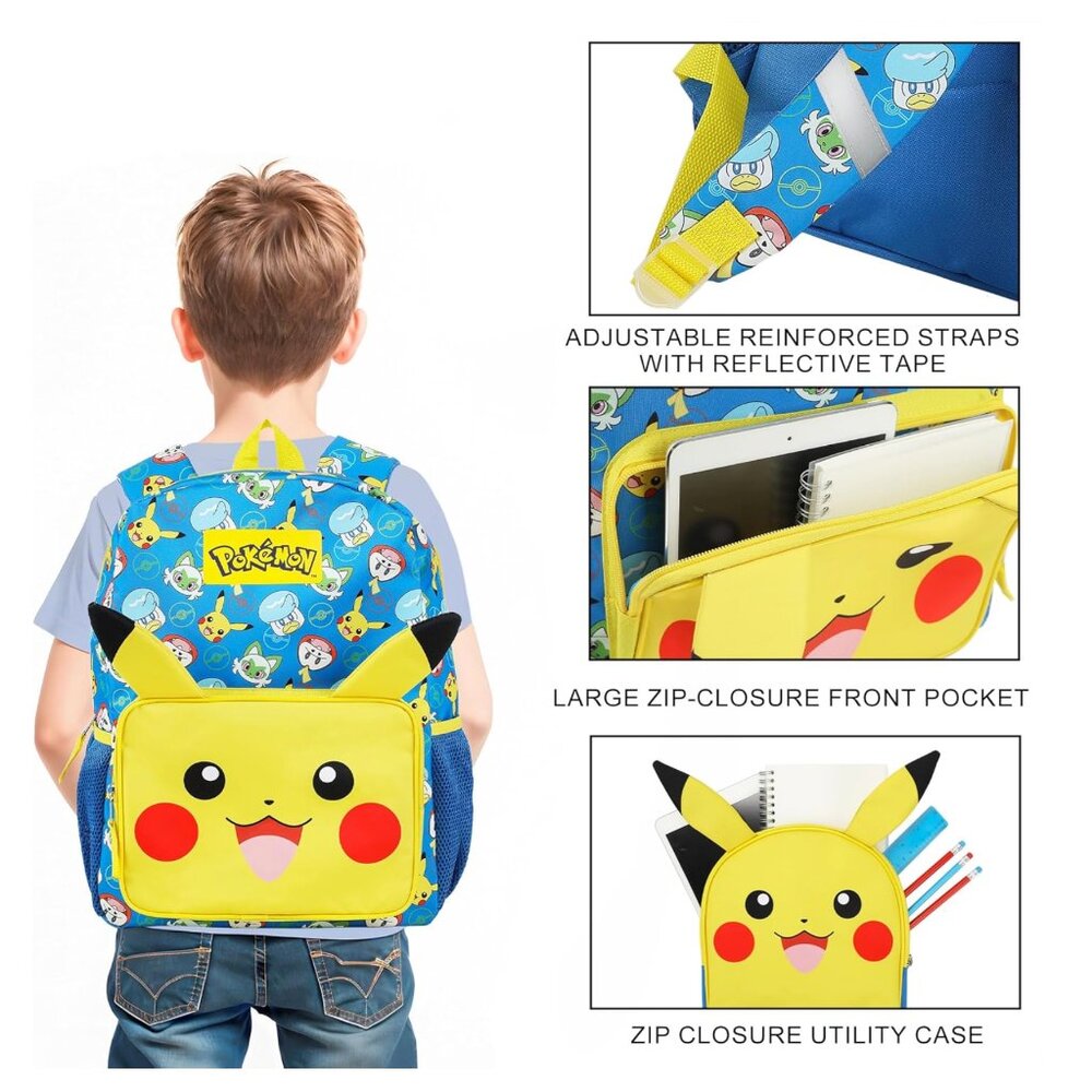 Pokemon Pikachu Kids Backpack and Utility Case Set - Picture 2 of 6